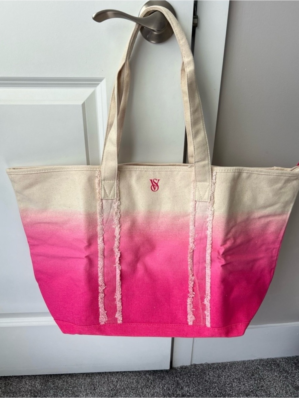 Victoria's Secret Pink Ombre Canvas Tote - Pink and Cream